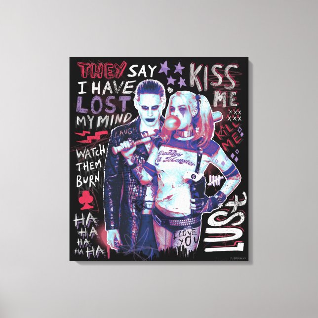 Suicide Squad | Joker & Harley Typography Photo Canvastryck (Framsida)