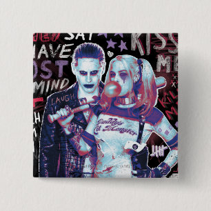 Suicide Squad Joker & Harley Typography Photo Knapp
