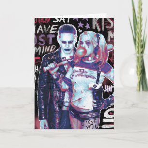 Suicide Squad Joker & Harley Typography Photo Kort