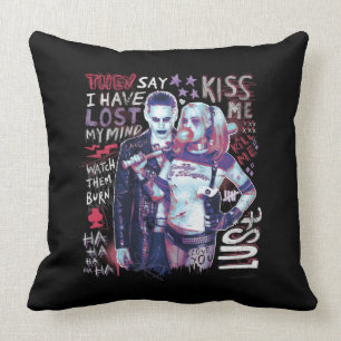 Suicide Squad Joker & Harley Typography Photo Kudde