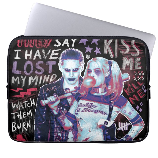 Suicide Squad | Joker & Harley Typography Photo Laptop Sleeve (Framsidan)