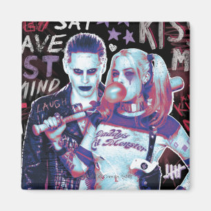 Suicide Squad Joker & Harley Typography Photo Magnet