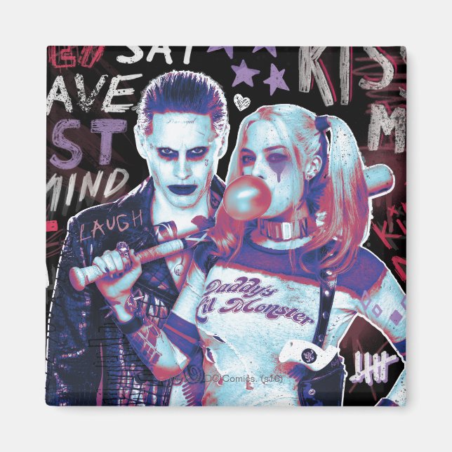 Suicide Squad | Joker & Harley Typography Photo Magnet (Framsidan)