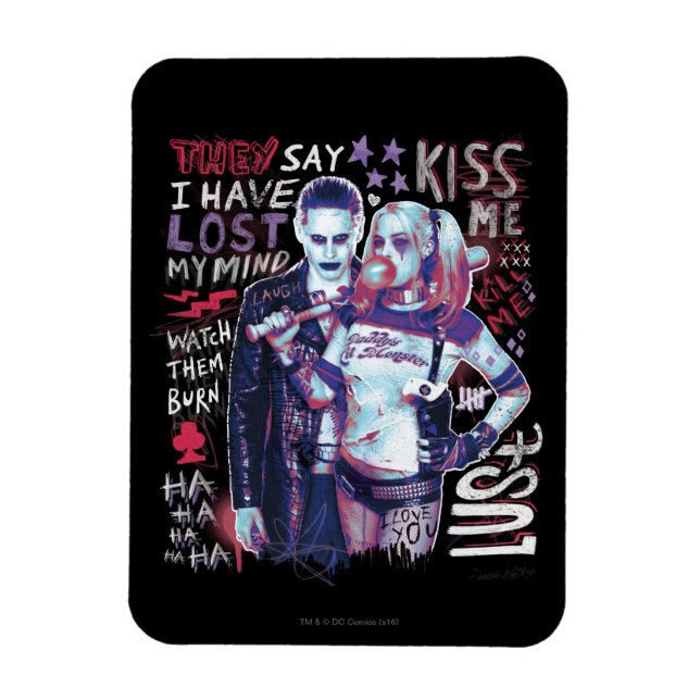 Suicide Squad | Joker & Harley Typography Photo Magnet (Vertikal)