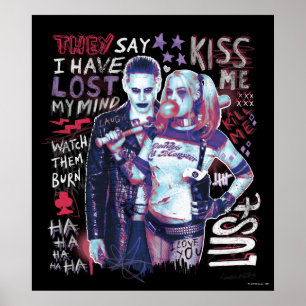 Suicide Squad Joker & Harley Typography Photo Poster