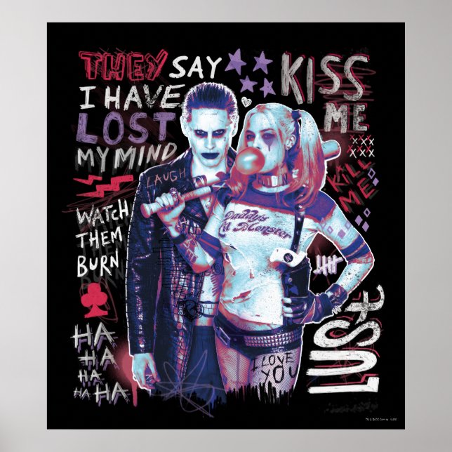 Suicide Squad | Joker & Harley Typography Photo Poster (Framsidan)