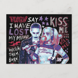 Suicide Squad Joker & Harley Typography Photo Vykort