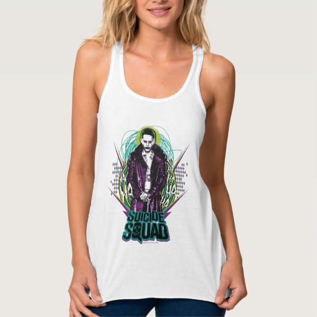 Suicide Squad | Joker Retro Sten Graphic Linne Med Racerback (Framsida)