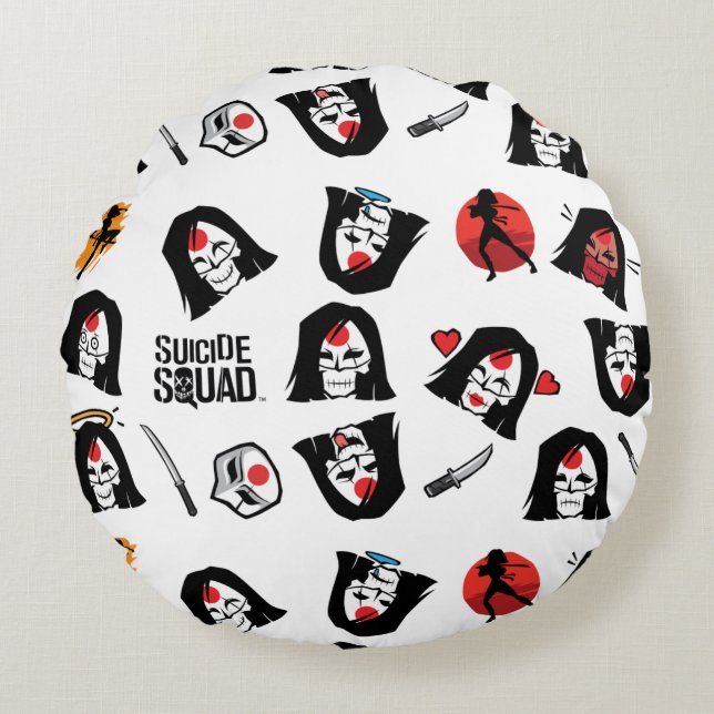 Suicide Squad | Katana Emoji Mönster Rund Kudde (Framsidan)