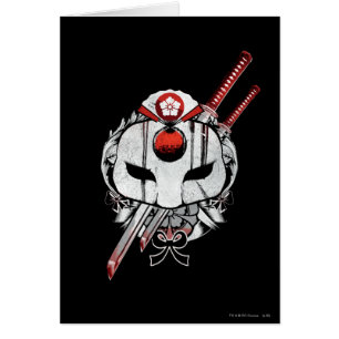 Suicide Squad Katana Mask & Swords Tattoo Art Hälsningskort