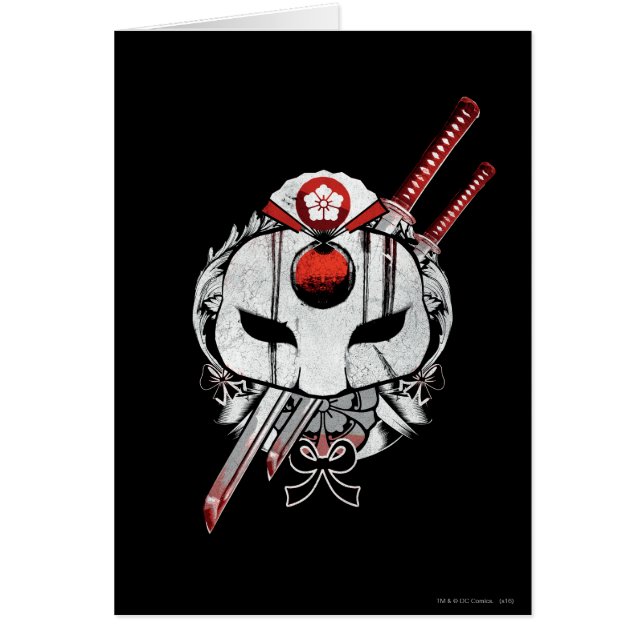 Suicide Squad | Katana Mask & Swords Tattoo Art Hälsningskort (Framsidan)