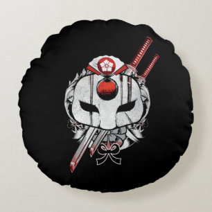 Suicide Squad   Katana Mask & Swords Tattoo Art Rund Kudde