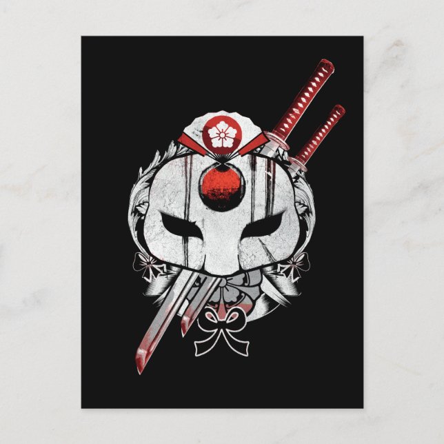 Suicide Squad | Katana Mask & Swords Tattoo Art Vykort (Framsida)