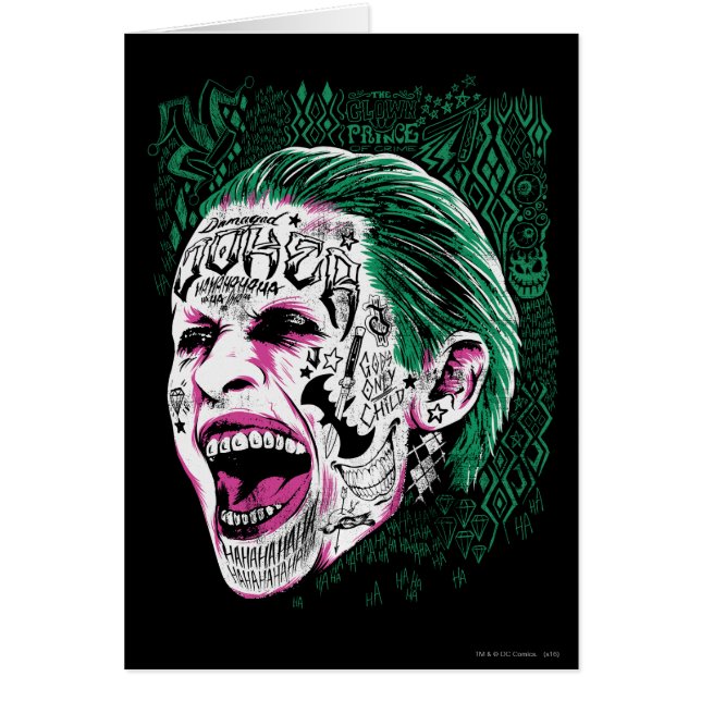 Suicide Squad | Laugher Joker Head Sketch Hälsningskort (Framsidan)