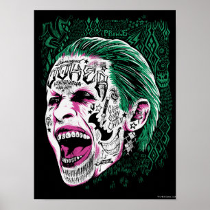 Suicide Squad   Laugher Joker Head Sketch Poster