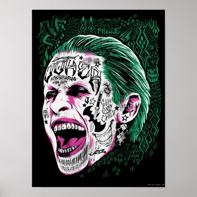 Suicide Squad | Laugher Joker Head Sketch Poster (Framsidan)
