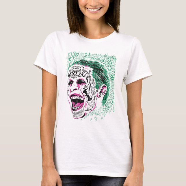 Suicide Squad | Laugher Joker Head Sketch T-shirt (Framsida)