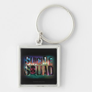 Suicide Squad Logotyp för färgglöd Fyrkantig Silverfärgad Nyckelring