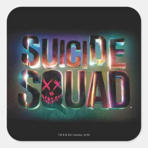 Suicide Squad   Logotyp för färgglöd Fyrkantigt Klistermärke