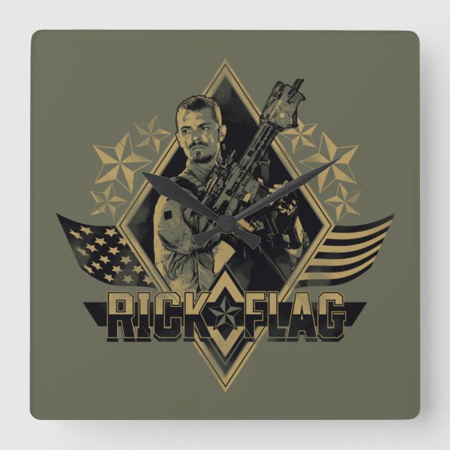 Suicide Squad | Rick Flagga Badge Fyrkantig Klocka (Framsida)