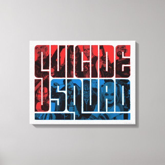 Suicide Squad | Röd och blå Logotyp Canvastryck (Framsida)