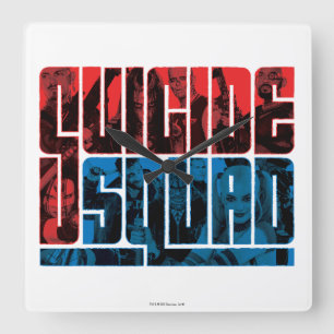 Suicide Squad Röd och blå Logotyp Fyrkantig Klocka