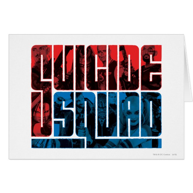 Suicide Squad | Röd och blå Logotyp Hälsningskort (Framsidan Horizontal)