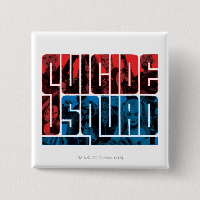 Suicide Squad | Röd och blå Logotyp Knapp (Framsida)
