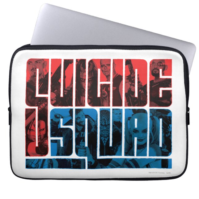 Suicide Squad | Röd och blå Logotyp Laptop Fodral (Framsidan)