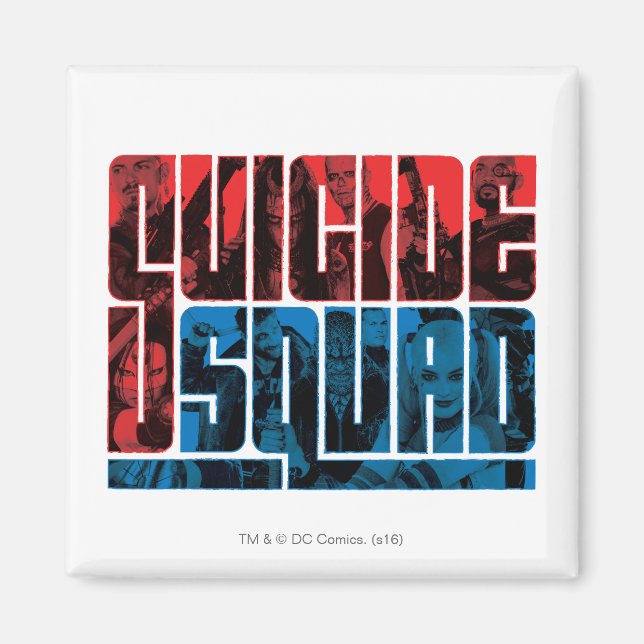 Suicide Squad | Röd och blå Logotyp Magnet (Framsidan)