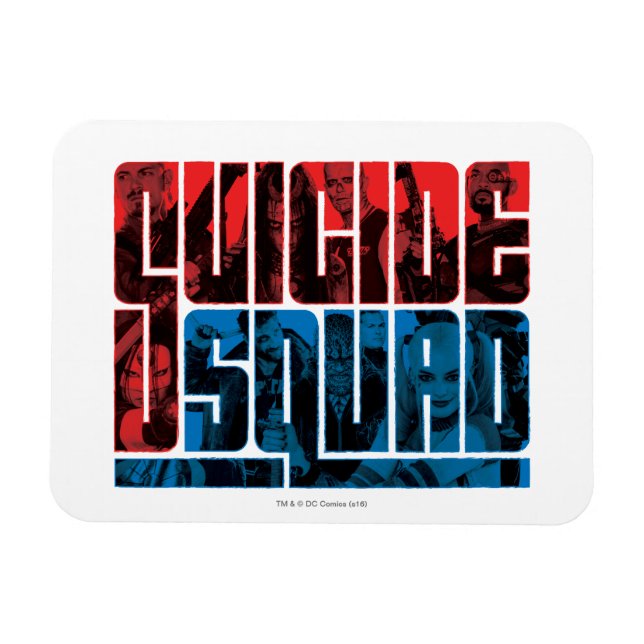 Suicide Squad | Röd och blå Logotyp Magnet (Horisontell)
