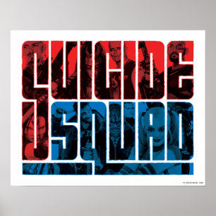 Suicide Squad Röd och blå Logotyp Poster