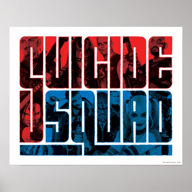Suicide Squad | Röd och blå Logotyp Poster (Framsidan)