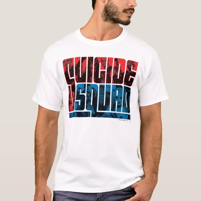 Suicide Squad | Röd och blå Logotyp T-shirt (Framsida)