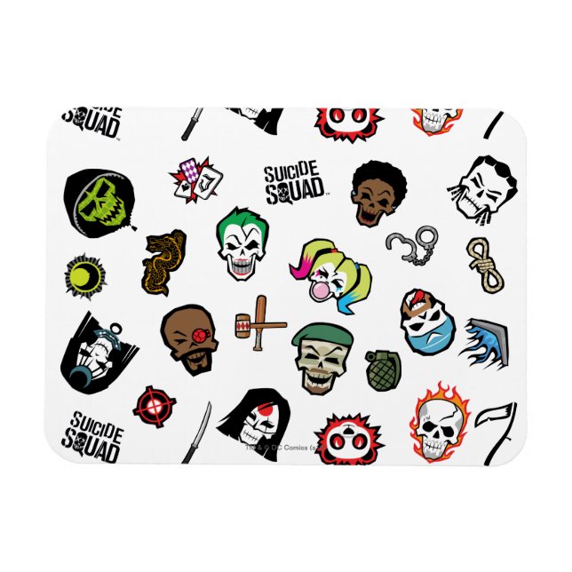 Suicide Squad | Självmord Squad Emoji Mönster Magnet (Horisontell)