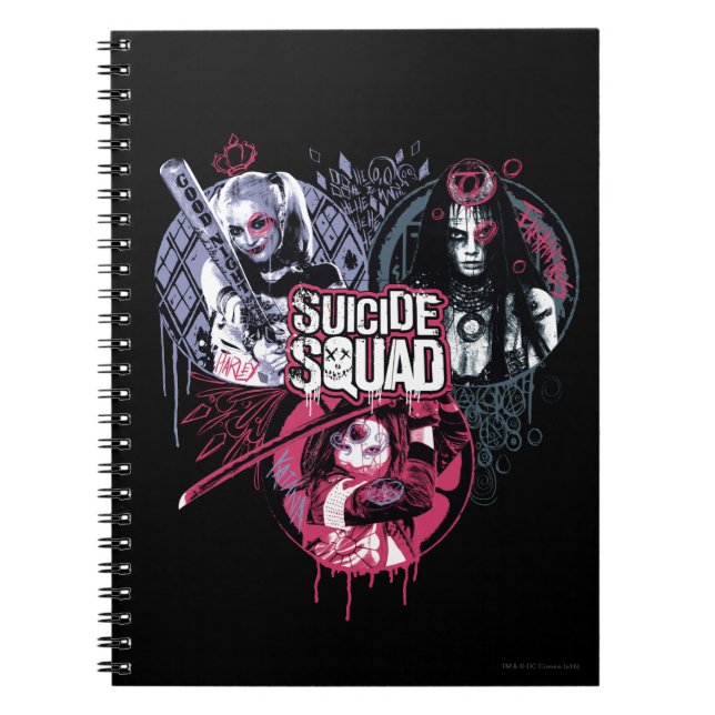 Suicide Squad | Squad Girls Graffiti Badges Anteckningsbok Med Spiral (Framsidan)