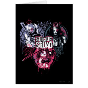 Suicide Squad Squad Girls Graffiti Badges Hälsningskort