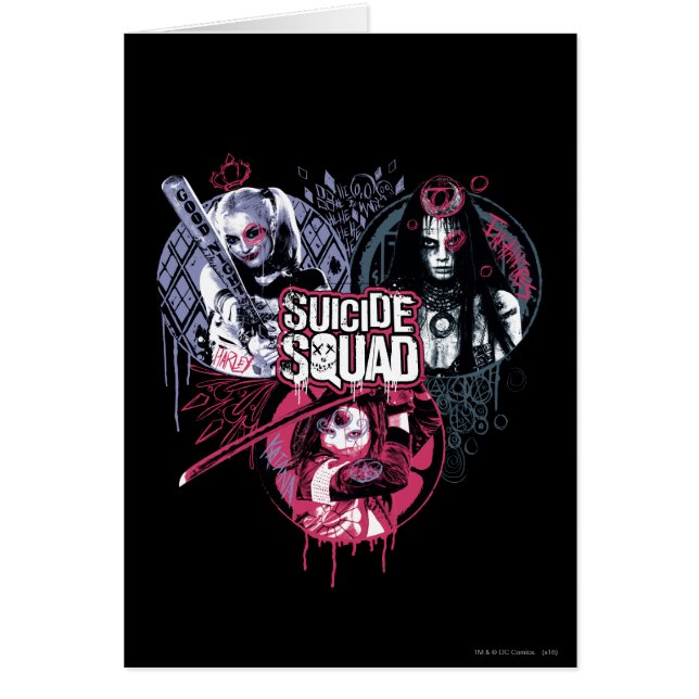 Suicide Squad | Squad Girls Graffiti Badges Hälsningskort (Framsidan)
