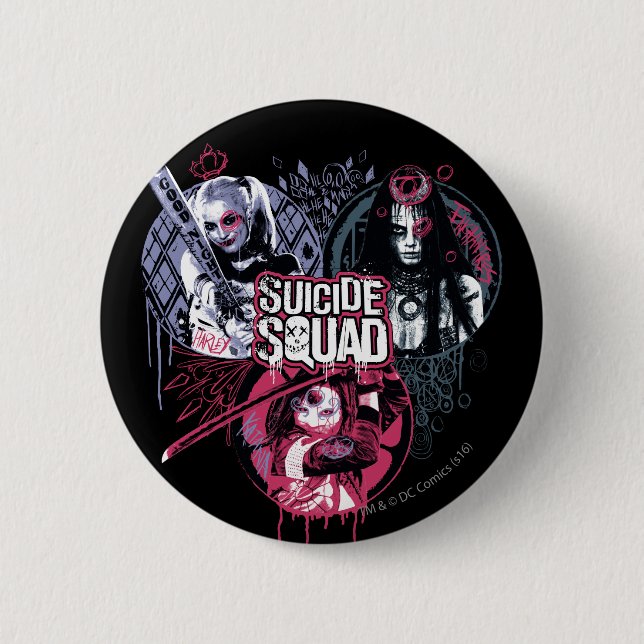 Suicide Squad | Squad Girls Graffiti Badges Knapp (Framsida)