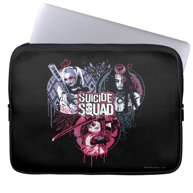 Suicide Squad | Squad Girls Graffiti Badges Laptop Fodral (Framsidan)