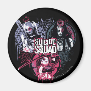 Suicide Squad Squad Girls Graffiti Badges Magnet