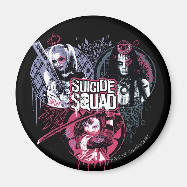 Suicide Squad | Squad Girls Graffiti Badges Magnet (Framsidan)