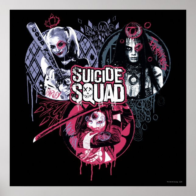 Suicide Squad | Squad Girls Graffiti Badges Poster (Framsidan)