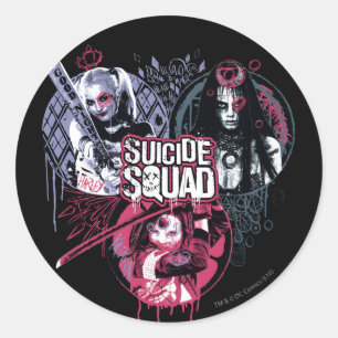 Suicide Squad Squad Girls Graffiti Badges Runt Klistermärke