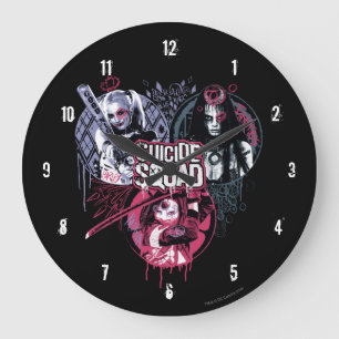 Suicide Squad Squad Girls Graffiti Badges Stor Klocka