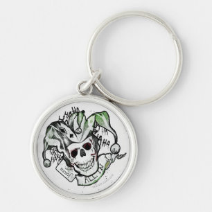 Suicide Squad Tattokonst för Joker Skull "all i Rund Silverfärgad Nyckelring