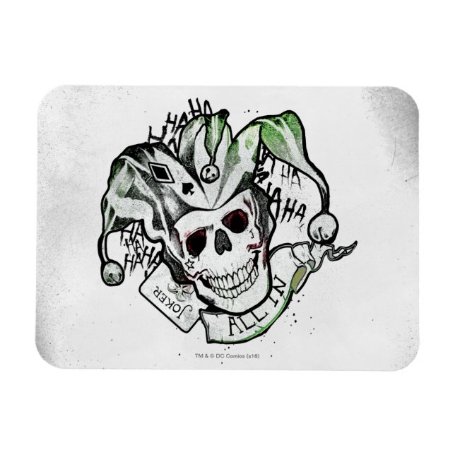 Suicide Squad | Tattokonst för Joker Skull "all in Magnet (Horisontell)