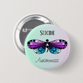 Suicitiskt medvetande Butterfly Semicolon Pin Knapp
