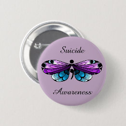 Suicitiskt medvetande Butterfly Semicolon Pin Knapp
