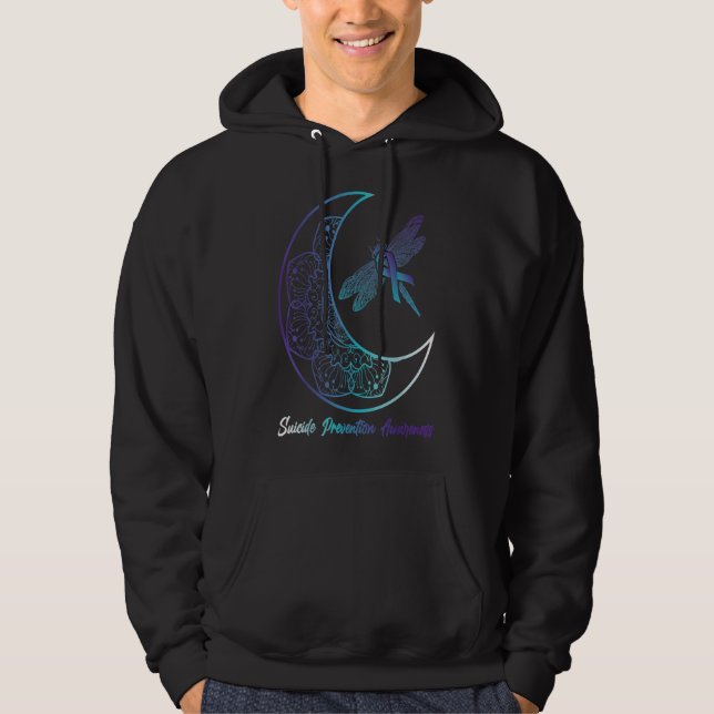 Suicizin Depression Måne Dragonfly Prevention Medv Hoodie (Framsida)